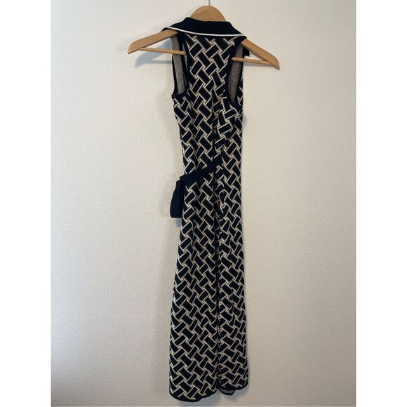 Diane Von Furstenberg X Target Collab Collared Sleeveless Geometric Midi Wrap Dr - Picture 3 of 8